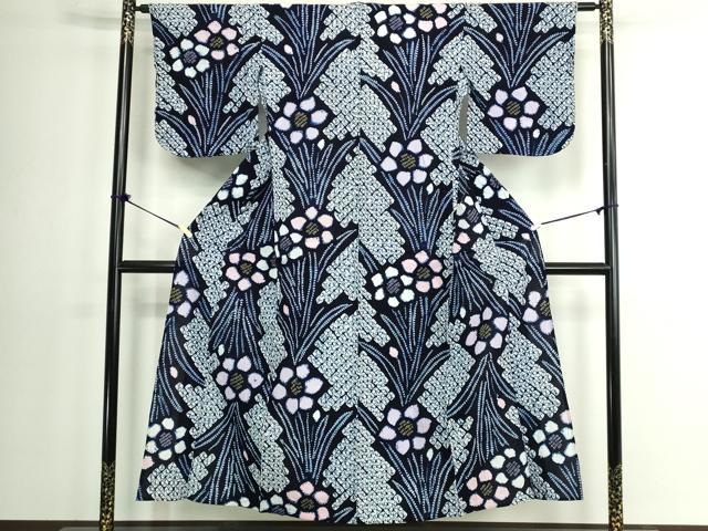 平和屋着物∴夏物　浴衣　有松鳴海絞り　草花文　綿　逸品　DABK1375cd