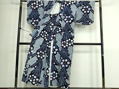 平和屋着物∴夏物　浴衣　有松鳴海絞り　草花文　綿　逸品　DABK1375cd