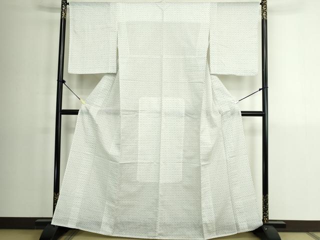 平和屋着物∴夏物　小紋・浴衣兼用　井桁文様　綿麻　逸品　DABK1379cd