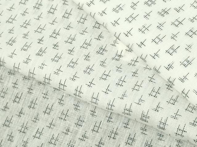 平和屋着物∴夏物　小紋・浴衣兼用　井桁文様　綿麻　逸品　DABK1379cd