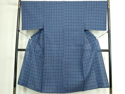 平和屋着物∴夏物　男性　浴衣　注染　手縫い　幾何学文　綿　逸品　DABK1380cd