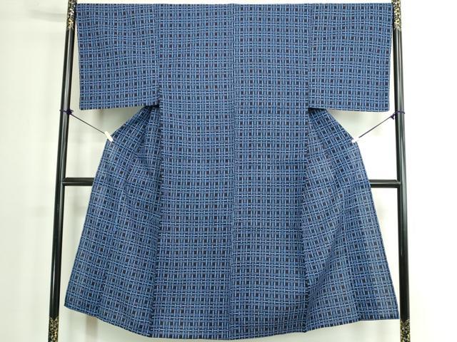 平和屋着物∴夏物　男性　浴衣　注染　手縫い　幾何学文　綿　逸品　DABK1380cd