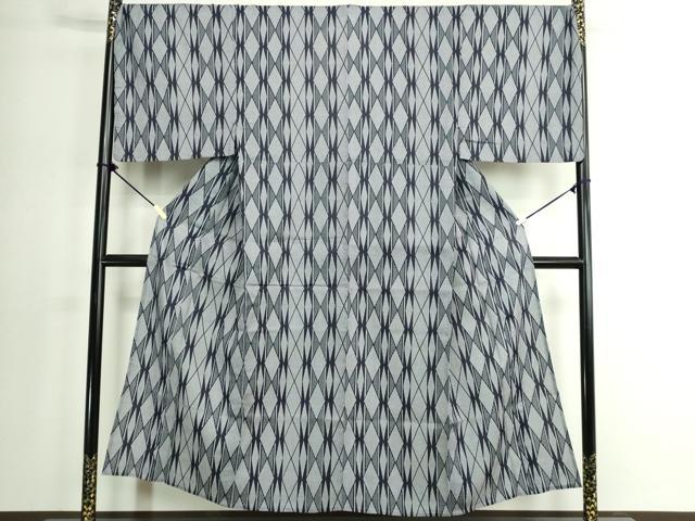 平和屋着物∴夏物　男性　小紋・浴衣兼用　菱文　やまと誂製　キングサイズ　綿麻　逸品　DABK1382cd