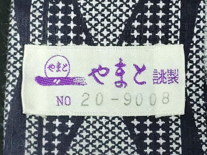 平和屋着物∴夏物　男性　小紋・浴衣兼用　菱文　やまと誂製　キングサイズ　綿麻　逸品　DABK1382cd