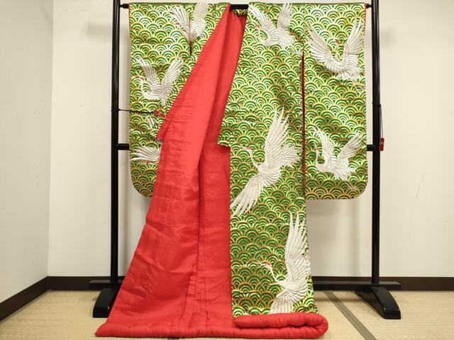 平和屋本店●色打掛　お引きずり　和装　婚礼　結婚式　花嫁　神社挙式　刺繍　飛鶴文　金糸　逸品　DABK1432cd