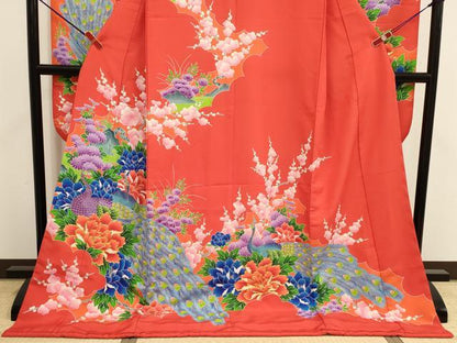 平和屋本店●お引きずり・お引き摺り・引き振袖　和装　結婚式　舞妓　芸妓　芸者　衣装　駒刺繍　孔雀花文　金彩　DABK1436cd
