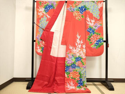 平和屋本店●お引きずり・お引き摺り・引き振袖　和装　結婚式　舞妓　芸妓　芸者　衣装　駒刺繍　孔雀花文　金彩　DABK1436cd
