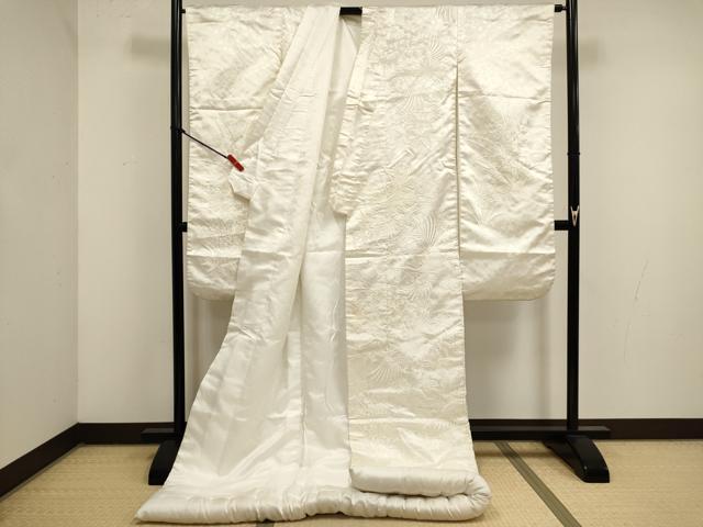 平和屋本店●白打掛　白無垢　お引きずり　和装　婚礼　結婚式　花嫁　神社挙式　刺繍　飛鶴花文　DABK1445cd