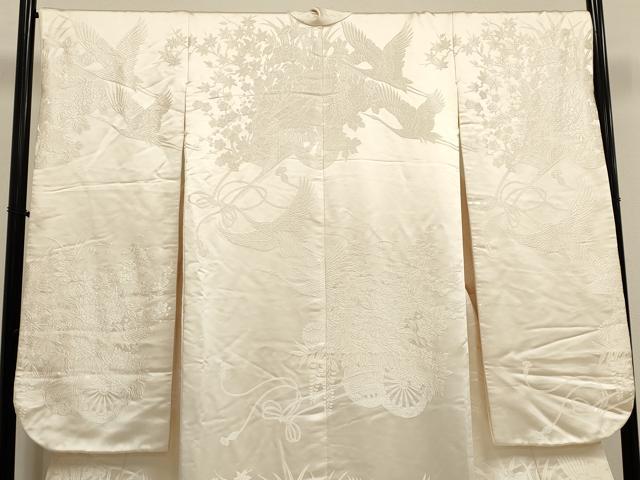 平和屋本店●白打掛　白無垢　お引きずり　和装　婚礼　結婚式　花嫁　神社挙式　飛鶴文　花車　逸品　DABK1446cd