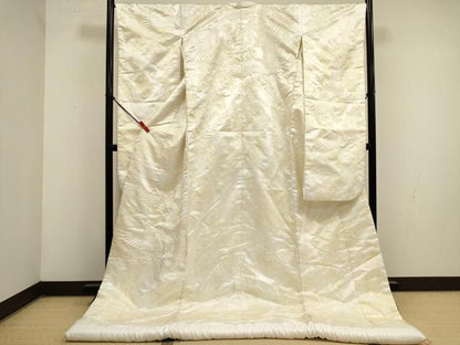 平和屋本店●白打掛　白無垢　お引きずり　和装　婚礼　結婚式　花嫁　神社挙式　飛鶴花文　ラメ糸　DABK1448cd