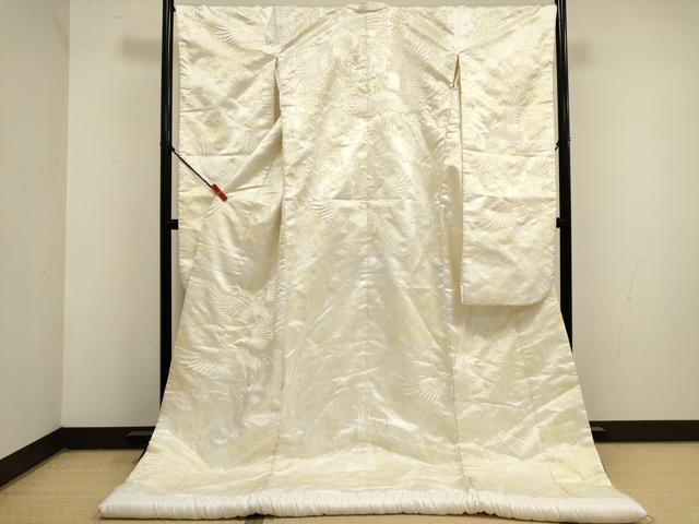 平和屋本店●白打掛　白無垢　お引きずり　和装　婚礼　結婚式　花嫁　神社挙式　飛鶴花文　ラメ糸　DABK1448cd