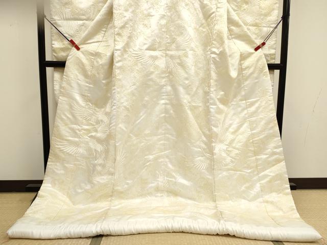 平和屋本店●白打掛　白無垢　お引きずり　和装　婚礼　結婚式　花嫁　神社挙式　飛鶴花文　ラメ糸　DABK1448cd