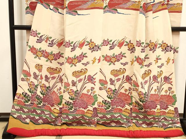 平和屋本店●色打掛　お引きずり　和装　婚礼　結婚式　花嫁　神社挙式　花蝶文　鬼しぼ縮緬　DABK1449cd