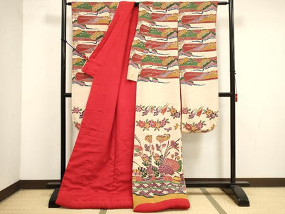 平和屋本店●色打掛　お引きずり　和装　婚礼　結婚式　花嫁　神社挙式　花蝶文　鬼しぼ縮緬　DABK1449cd