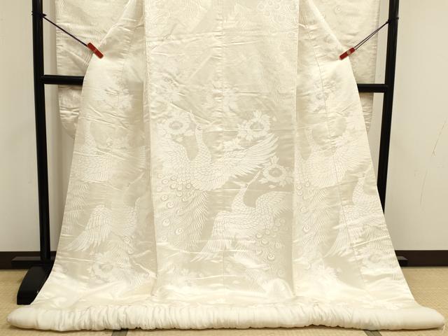平和屋本店●白打掛　白無垢　お引きずり　和装　婚礼　結婚式　花嫁　神社挙式　孔雀花文　逸品　DABK1451cd