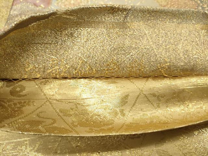平和屋着物◎両面　両方向　全通柄袋帯　六歌仙色紙文　扇絵色草花　正絹　逸品　DABK1514cd