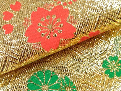 平和屋着物[]西陣　おくむら謹製　女の子　子供　つけ帯　舞花文　金糸　箱付き　未使用　DABK1614ma