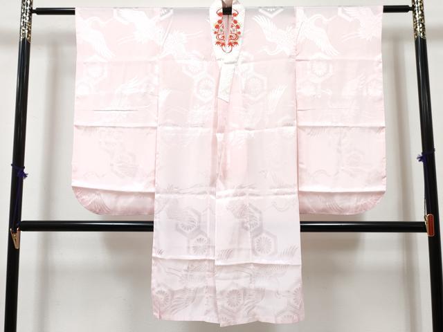 平和屋着物[]七五三　女の子　７歳　祝着　四つ身　襦袢(無双仕立て・半衿刺繍)セット　鴛鴦枝梅花文　金彩　DABK1640ma