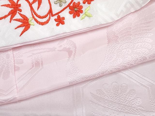 平和屋着物[]七五三　女の子　７歳　祝着　四つ身　襦袢(無双仕立て・半衿刺繍)セット　鴛鴦枝梅花文　金彩　DABK1640ma