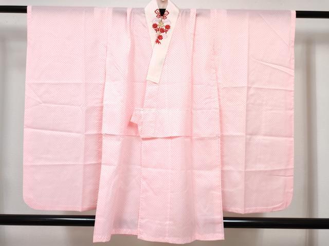 平和屋着物[]七五三　女の子　７歳　祝着　四つ身　長襦袢(単衣・半衿刺繍)セット　雪輪御所車花文　暈し染め　金銀彩　逸品　DABK1641ma