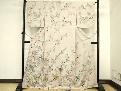 平和屋着物●訪問着　駒刺繍　色紙更紗花文　金彩　正絹　逸品　DABK2001op