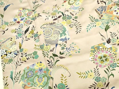 平和屋着物●訪問着　駒刺繍　色紙更紗花文　金彩　正絹　逸品　DABK2001op