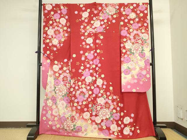 平和屋着物●豪華振袖　駒刺繍　舞花　牡丹　暈し染め　金彩　正絹　逸品　DABK2006op