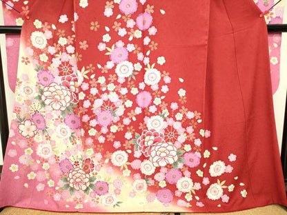 平和屋着物●豪華振袖　駒刺繍　舞花　牡丹　暈し染め　金彩　正絹　逸品　DABK2006op