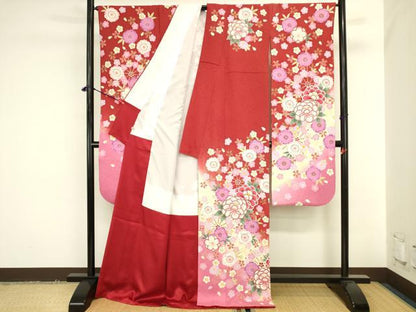 平和屋着物●豪華振袖　駒刺繍　舞花　牡丹　暈し染め　金彩　正絹　逸品　DABK2006op