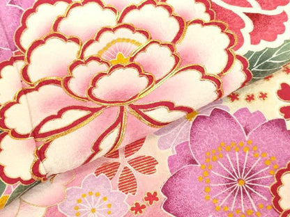 平和屋着物●豪華振袖　駒刺繍　舞花　牡丹　暈し染め　金彩　正絹　逸品　DABK2006op