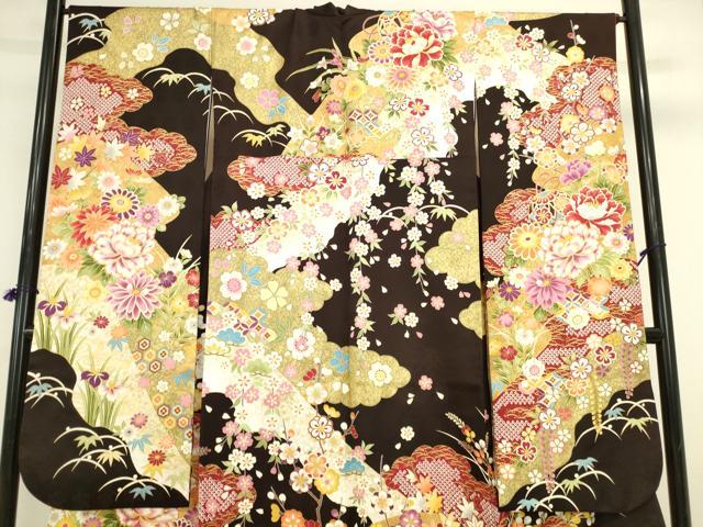平和屋着物●豪華振袖　駒刺繍　花松文　金彩　正絹　逸品　DABK2008op