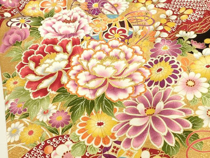 平和屋着物●豪華振袖　駒刺繍　花松文　金彩　正絹　逸品　DABK2008op
