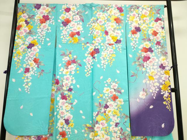 平和屋着物●豪華振袖　刺繍　枝花　暈し染め　金銀糸　金通し地　正絹　逸品　DABK2009op