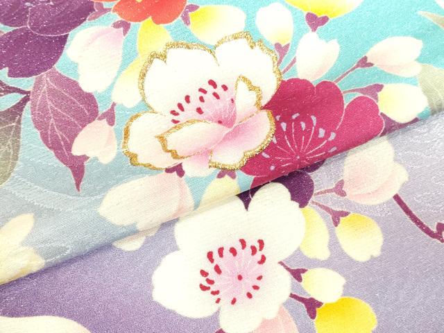 平和屋着物●豪華振袖　刺繍　枝花　暈し染め　金銀糸　金通し地　正絹　逸品　DABK2009op
