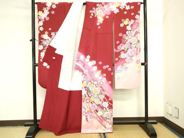 平和屋着物●豪華振袖　駒刺繍　花熨斗文　暈し染め　金彩　金通し地　正絹　逸品　DABK2010op