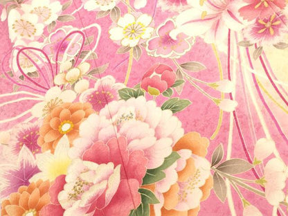平和屋着物●豪華振袖　刺繍　結び紐花文　暈し染め　金彩　金通し地　正絹　逸品　DABK2011op
