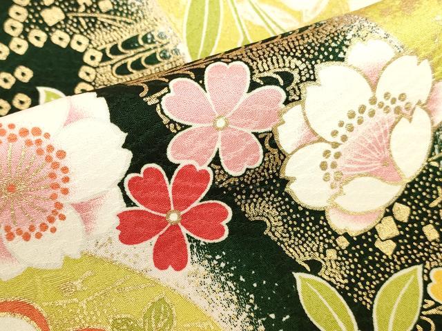 平和屋着物●豪華振袖　刺繍　雪輪草花文　牡丹　暈し染め　金彩　正絹　逸品　DABK2013op