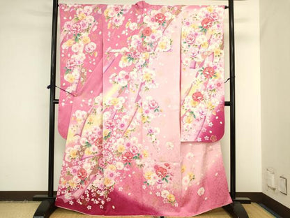 平和屋着物●豪華振袖　駒刺繍　花熨斗文　暈し染め　金彩　正絹　逸品　DABK2014op