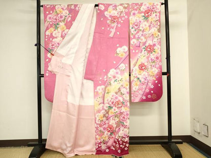 平和屋着物●豪華振袖　駒刺繍　花熨斗文　暈し染め　金彩　正絹　逸品　DABK2014op