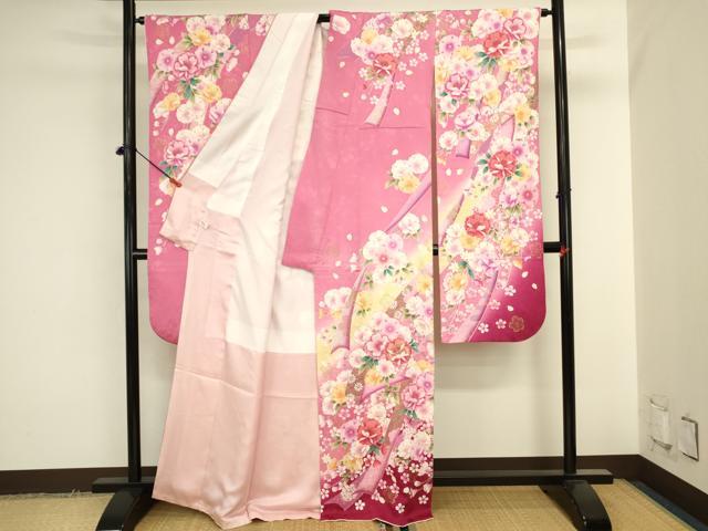 平和屋着物●豪華振袖　駒刺繍　花熨斗文　暈し染め　金彩　正絹　逸品　DABK2014op