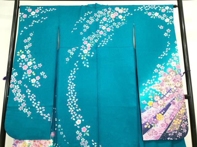 平和屋着物●豪華振袖　舞花　牡丹　暈し染め　金彩　正絹　逸品　DABK2015op