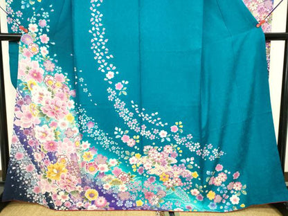 平和屋着物●豪華振袖　舞花　牡丹　暈し染め　金彩　正絹　逸品　DABK2015op