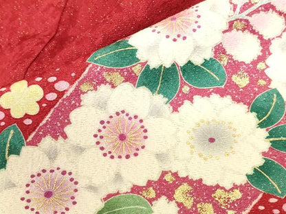 平和屋着物●豪華振袖　駒刺繍　御所車花文　暈し染め　金彩　正絹　逸品　DABK2018op