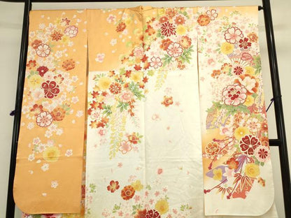 平和屋着物●豪華振袖　雪輪草花文　牡丹　暈し染め　ラメ糸　金彩　正絹　逸品　DABK2020op