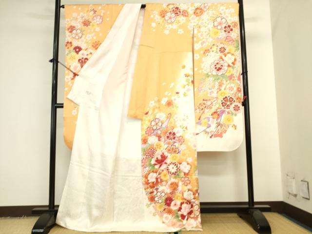 平和屋着物●豪華振袖　雪輪草花文　牡丹　暈し染め　ラメ糸　金彩　正絹　逸品　DABK2020op