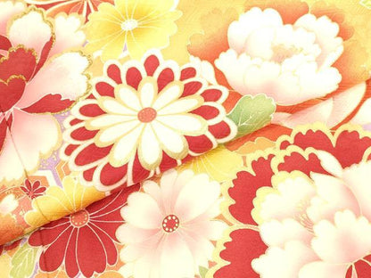 平和屋着物●豪華振袖　雪輪草花文　牡丹　暈し染め　ラメ糸　金彩　正絹　逸品　DABK2020op