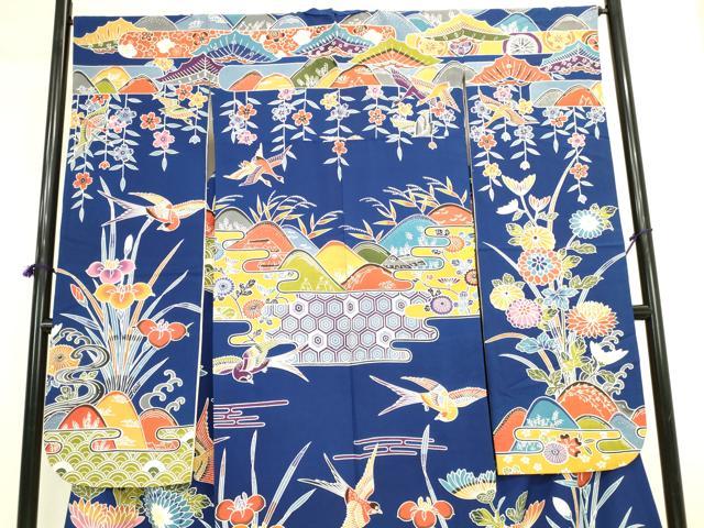 平和屋着物●豪華振袖　紅型　花鳥文　正絹　逸品　DABK2027op