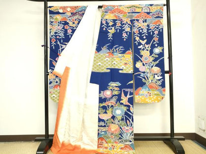 平和屋着物●豪華振袖　紅型　花鳥文　正絹　逸品　DABK2027op