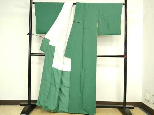平和屋着物●上質な色無地　緑青色　正絹　逸品　DABK2048op