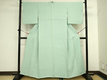 平和屋着物●上質な色無地　枯山水地紋　錆青磁色　正絹　逸品　DABK2051op